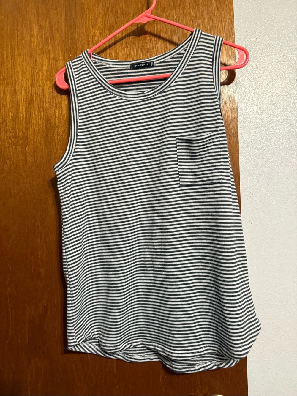 Staccato green & White Striped Tank with Pocket